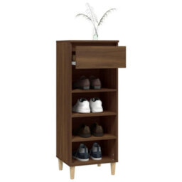 Berkfield Compact Shoe Cabinet Brown Oak 40X36X105 Cm Engineered Wood - thumbnail 7
