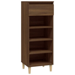 Berkfield Compact Shoe Cabinet Brown Oak 40X36X105 Cm Engineered Wood - thumbnail 1