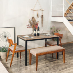 Nordlys 4-Person Metal And Gray Wood Dining Table Industrial Style Dining Room - thumbnail 3