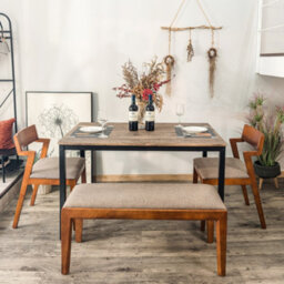 Nordlys 4-Person Metal And Gray Wood Dining Table Industrial Style Dining Room - thumbnail 4
