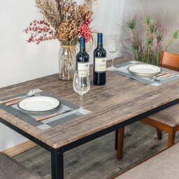 Nordlys 4-Person Metal And Gray Wood Dining Table Industrial Style Dining Room - thumbnail 7