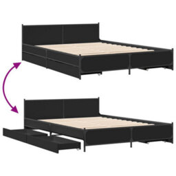 Berkfield Bed Frame With Drawers Without Mattress Black 135X190 Cm Double - thumbnail 7
