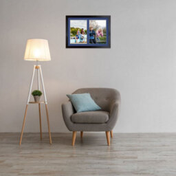 AK Frames 20X14 Matte Black Modern Multi Photo Frame With Blue Mount - Holds 2 Apertures (2X) A4 Photos - thumbnail 3