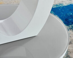 Furniturebox Giovani Round 2 4 Seat 100Cm White High Gloss Dining Table With Grey Glass Top And Unique Modern Halo Structural Plinth Base - thumbnail 5