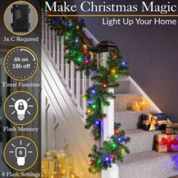 Christow Christmas Indoor/outdoor Battery Led String Lights Green Cable Multi Colour - 600 - thumbnail 4