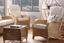 Desser Turin Light Oak 3 Seater Sofa & 2 Armchairs Indoor Real Cane Rattan Conservatory Suite With Uk Sewn Cushions In Jasper - thumbnail 3