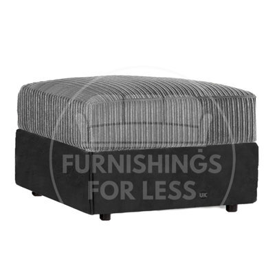 Furnishings For Less UK Luxor Delta Ferguson Soft Jumbo Cord Black Footstool Sofa Accessory