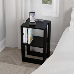 Decortie Lonie Modern Slim Bedside Table Nightstand 34Cm Bedroom Black H 55Cm - thumbnail 6