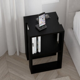 Decortie Lonie Modern Slim Bedside Table Nightstand 34Cm Bedroom Black H 55Cm - thumbnail 5