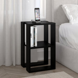 Decortie Lonie Modern Slim Bedside Table Nightstand 34Cm Bedroom Black H 55Cm - thumbnail 1