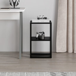 Decortie Lonie Modern Slim Bedside Table Nightstand 34Cm Bedroom Black H 55Cm - thumbnail 4