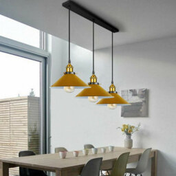 Ledsone 3 Light Yellow Industrial E27 Pendant Lamp Adjustable Metal Ceiling Light For Kitchen Island Dining Room - thumbnail 3