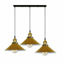 Ledsone 3 Light Yellow Industrial E27 Pendant Lamp Adjustable Metal Ceiling Light For Kitchen Island Dining Room - thumbnail 6