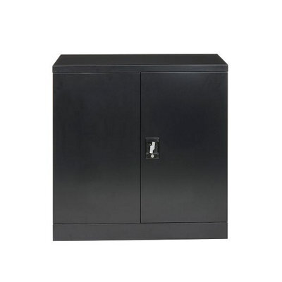 MMT Funiture Designs mmt Small Steel Cabinet 2 Door Lockable Metal Filing Cupboard Black - image 1
