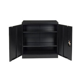 MMT Funiture Designs mmt Small Steel Cabinet 2 Door Lockable Metal Filing Cupboard Black - thumbnail 7