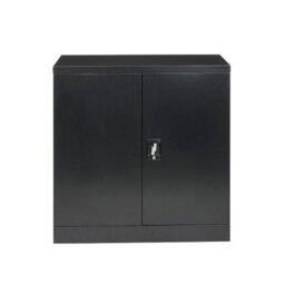 MMT Funiture Designs mmt Small Steel Cabinet 2 Door Lockable Metal Filing Cupboard Black - thumbnail 1
