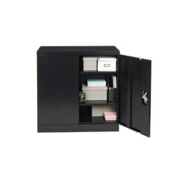 MMT Funiture Designs mmt Small Steel Cabinet 2 Door Lockable Metal Filing Cupboard Black - thumbnail 3