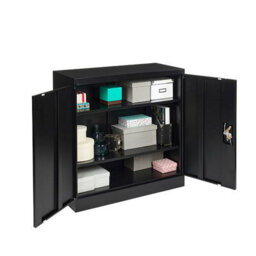 MMT Funiture Designs mmt Small Steel Cabinet 2 Door Lockable Metal Filing Cupboard Black - thumbnail 5
