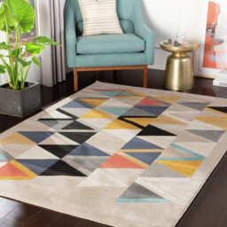 Livabliss City-Geometric Taupe Yellow Black Orange Living Dining Bedroom Rug 80 X 220 Cm Easy Care, Non Shedding - thumbnail 2