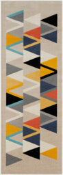 Livabliss City-Geometric Taupe Yellow Black Orange Living Dining Bedroom Rug 80 X 220 Cm Easy Care, Non Shedding - thumbnail 1