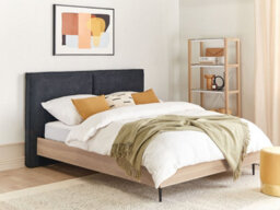 Beliani Bed Fabric Izernore 160 X 200 Cm (Eu King Size) Dark Grey - thumbnail 2
