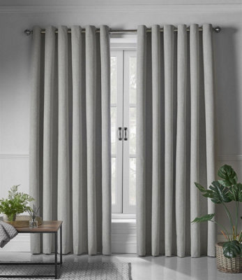 Luxury Living Linen Look Eyelet Ring Top Blackout Curtains Slate - image 1