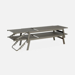 Sweeek. Pair Of Textilene And Metal Multi-Position Loungers Flora Brown 155X59X106 Cm - thumbnail 7