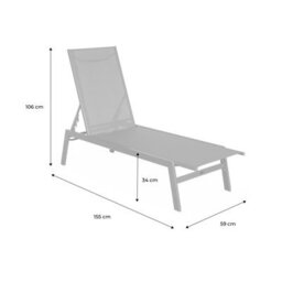 Sweeek. Pair Of Textilene And Metal Multi-Position Loungers Flora Brown 155X59X106 Cm - thumbnail 8