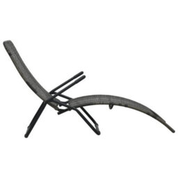 Walplus Folding Sun Lounger Poly Rattan Grey - thumbnail 3