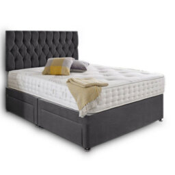 Dining Tables Beirut Matching Headboard Divan Set, 2 Drawer On Same Side With Sprung 1500 Comfort Mattress - Plush Steel - King - thumbnail 4