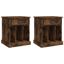 Berkfield Elegant Bedside Cabinets 2 Pcs Smoked Oak 43X36X50 Cm - thumbnail 1