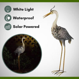 Marco Paul Solar Powered Light Up Heron With Led Lights Copper Effect Metal Garden Animal Sculptures - thumbnail 5