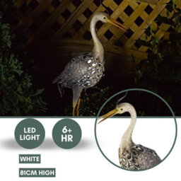 Marco Paul Solar Powered Light Up Heron With Led Lights Copper Effect Metal Garden Animal Sculptures - thumbnail 7