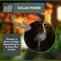 Marco Paul Solar Powered Light Up Heron With Led Lights Copper Effect Metal Garden Animal Sculptures - thumbnail 6