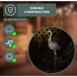 Marco Paul Solar Powered Light Up Heron With Led Lights Copper Effect Metal Garden Animal Sculptures - thumbnail 8