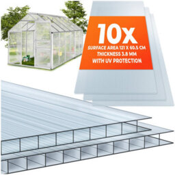Tectake Polycarbonate Panels - Dual-Walled, Cuttable, Insulating - 121 X 60.5 X 0.4 Cm