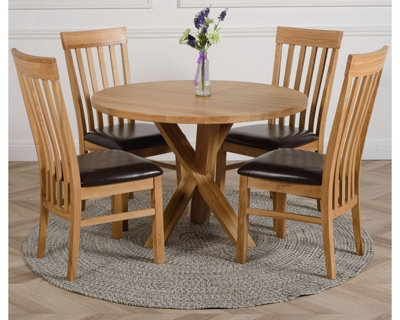 That's Furniture Oregon Round Oak Dining Table And 4 Chairs Dining Set With Harvard Oak Chairs - image 1