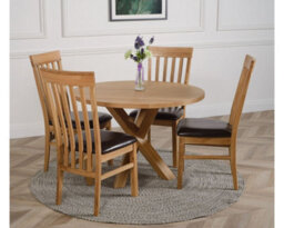 That's Furniture Oregon Round Oak Dining Table And 4 Chairs Dining Set With Harvard Oak Chairs - thumbnail 2