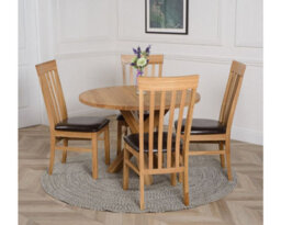 That's Furniture Oregon Round Oak Dining Table And 4 Chairs Dining Set With Harvard Oak Chairs - thumbnail 3