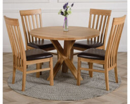 That's Furniture Oregon Round Oak Dining Table And 4 Chairs Dining Set With Harvard Oak Chairs - thumbnail 1