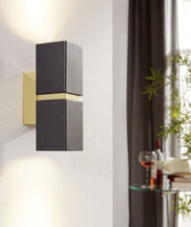 Elegant Gold Plated Steel Wall Light With Black Shade And Gu10 Bulbs - thumbnail 3