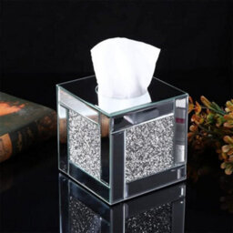 Deenz Cube Mirror Square Strip Border Tissue Box Cover Holder Napkin Holder Bathroom Organizer