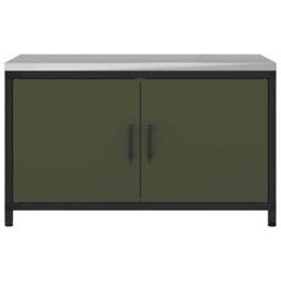 Berkfield Kitchen Storage Cabinet With Shelf With Door Olive Green Steel - thumbnail 6