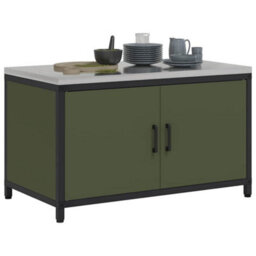 Berkfield Kitchen Storage Cabinet With Shelf With Door Olive Green Steel - thumbnail 3