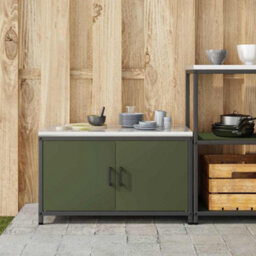 Berkfield Kitchen Storage Cabinet With Shelf With Door Olive Green Steel - thumbnail 4