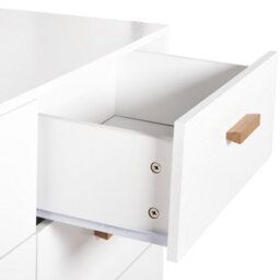 Wyld And Coco Scandihome 6-Drawer Chest Of Drawers White With Oak Legs, Compact Modern Bedroom Storage (W100 X D39 X H80Cm) - thumbnail 7