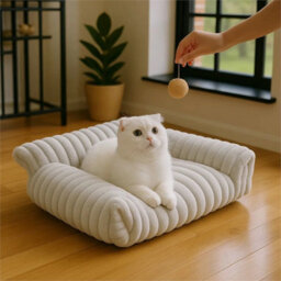 White 60Cm Dog Sofa Bed Cat Beds For House Cats Soft And Fluffy Cat Sofa Bed Small Dog Bed - thumbnail 3
