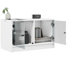 Berkfield Tv Cabinet With Glass Doors White 68X37X42 Cm - thumbnail 5
