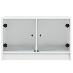 Berkfield Tv Cabinet With Glass Doors White 68X37X42 Cm - thumbnail 6