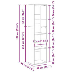 Vidaxl Bookcase Concrete Grey 40X30X152 Cm Engineered Wood - thumbnail 3